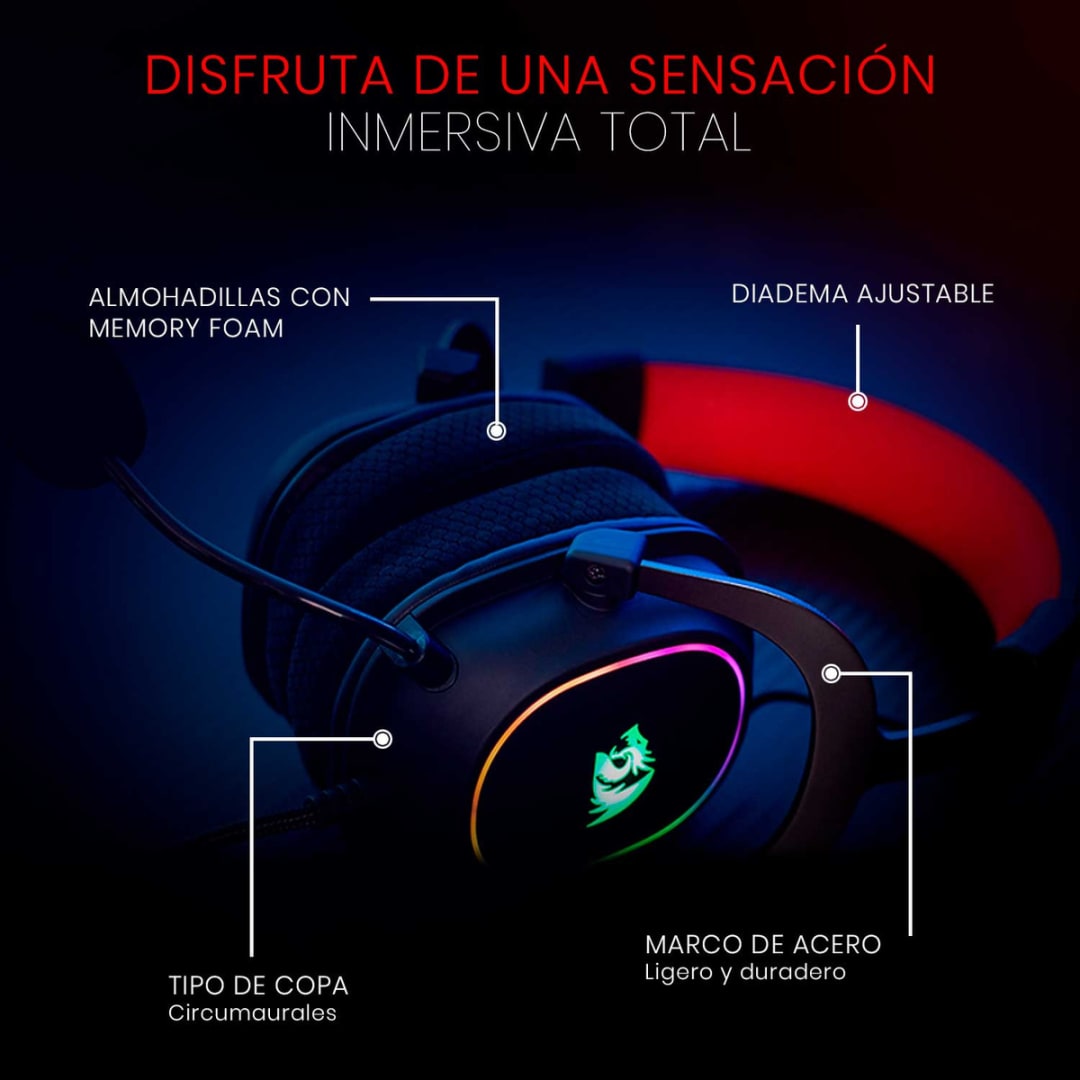 Redragon Zeus X Black H510 RGB - imagen 8