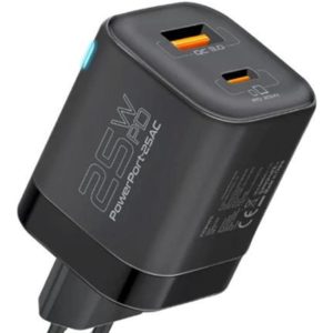PROMATE POWERPORT-25AC.EU-BK CARGADOR PARED 25W USB-C/A 3.0