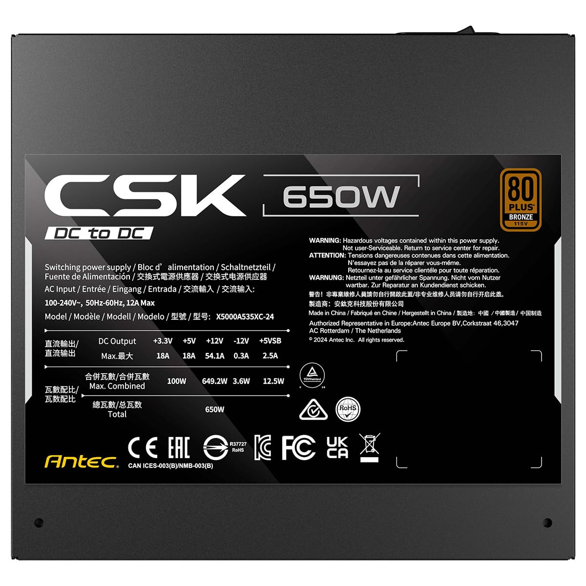 Fuente ANTEC CSK650DC 650W 80 Plus Bronce - imagen 9