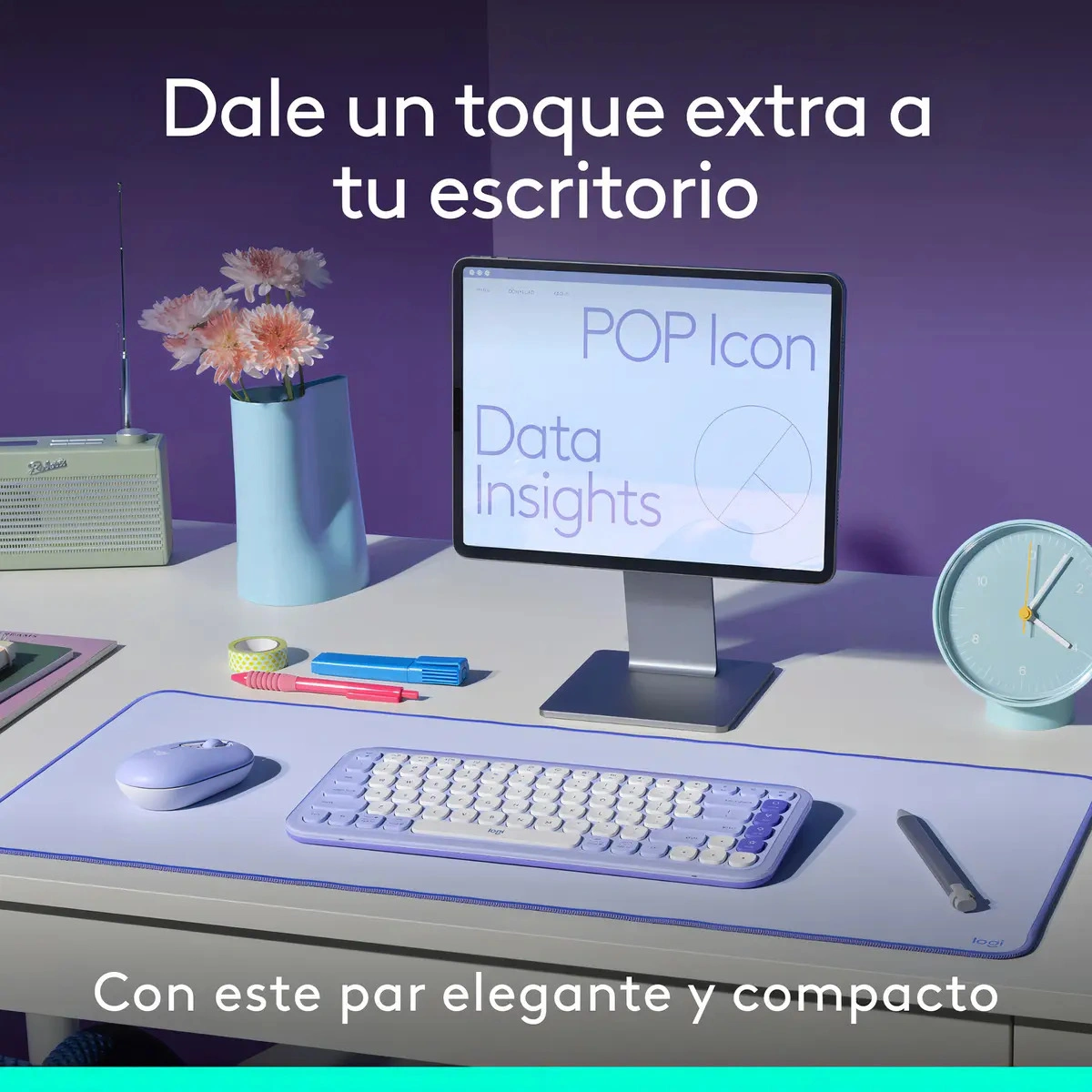 Combo Logitech POP Icon Teclado y Mouse Bluetooth lila - imagen 3