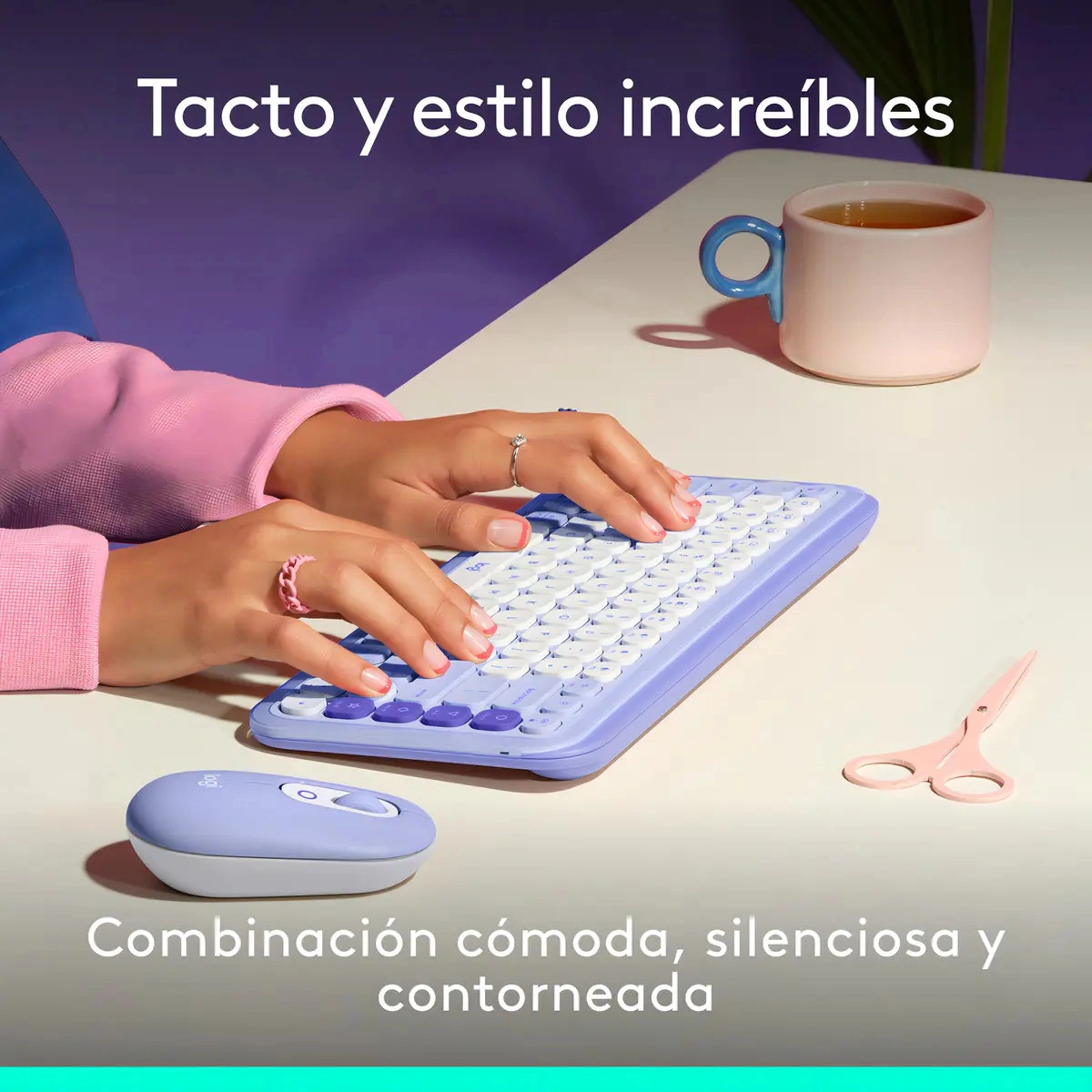 Combo Logitech POP Icon Teclado y Mouse Bluetooth lila - imagen 4