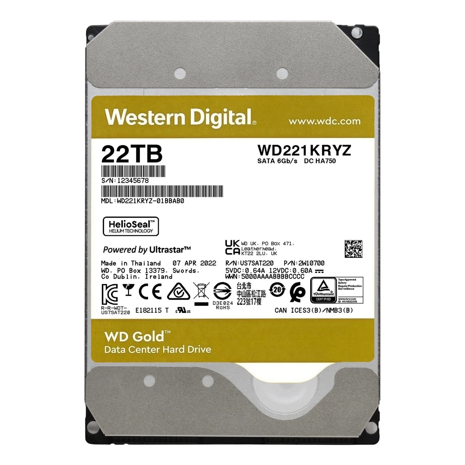 Disco HDD WD Gold 22Tb 3.5" 7200RPM 512Mb SATA - imagen 4