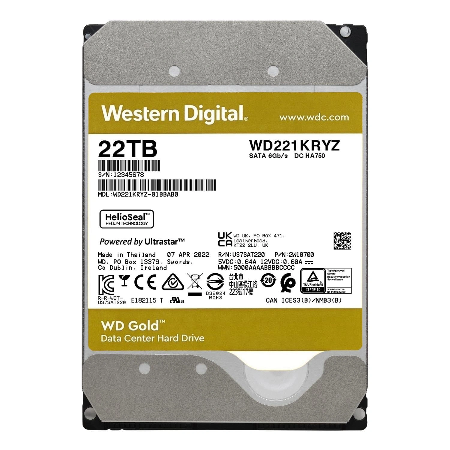Disco HDD WD Gold 22Tb 3.5" 7200RPM 512Mb SATA - imagen 5