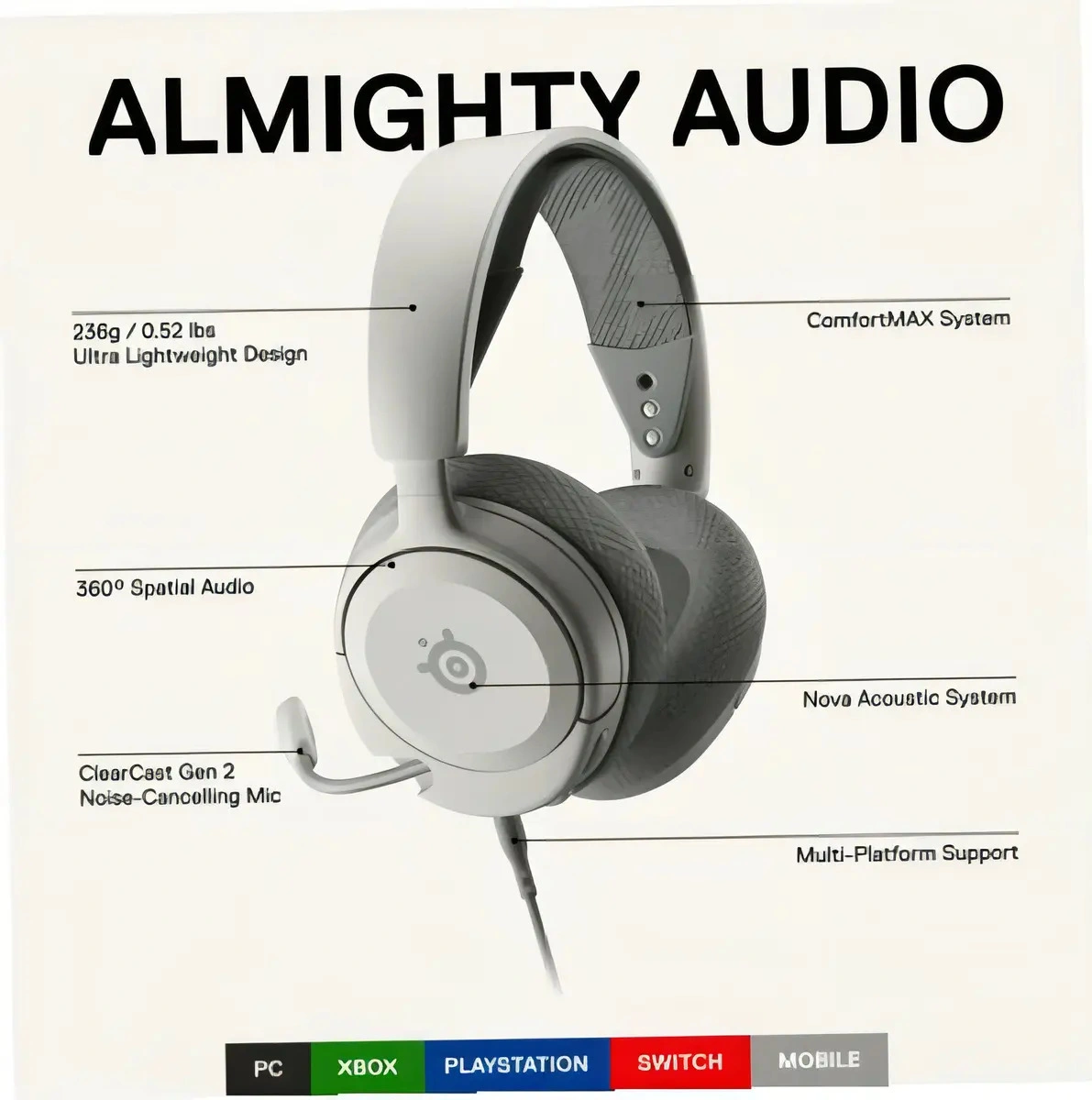 Auricular SteelSeries Arctis Nova 1 blanco - imagen 5