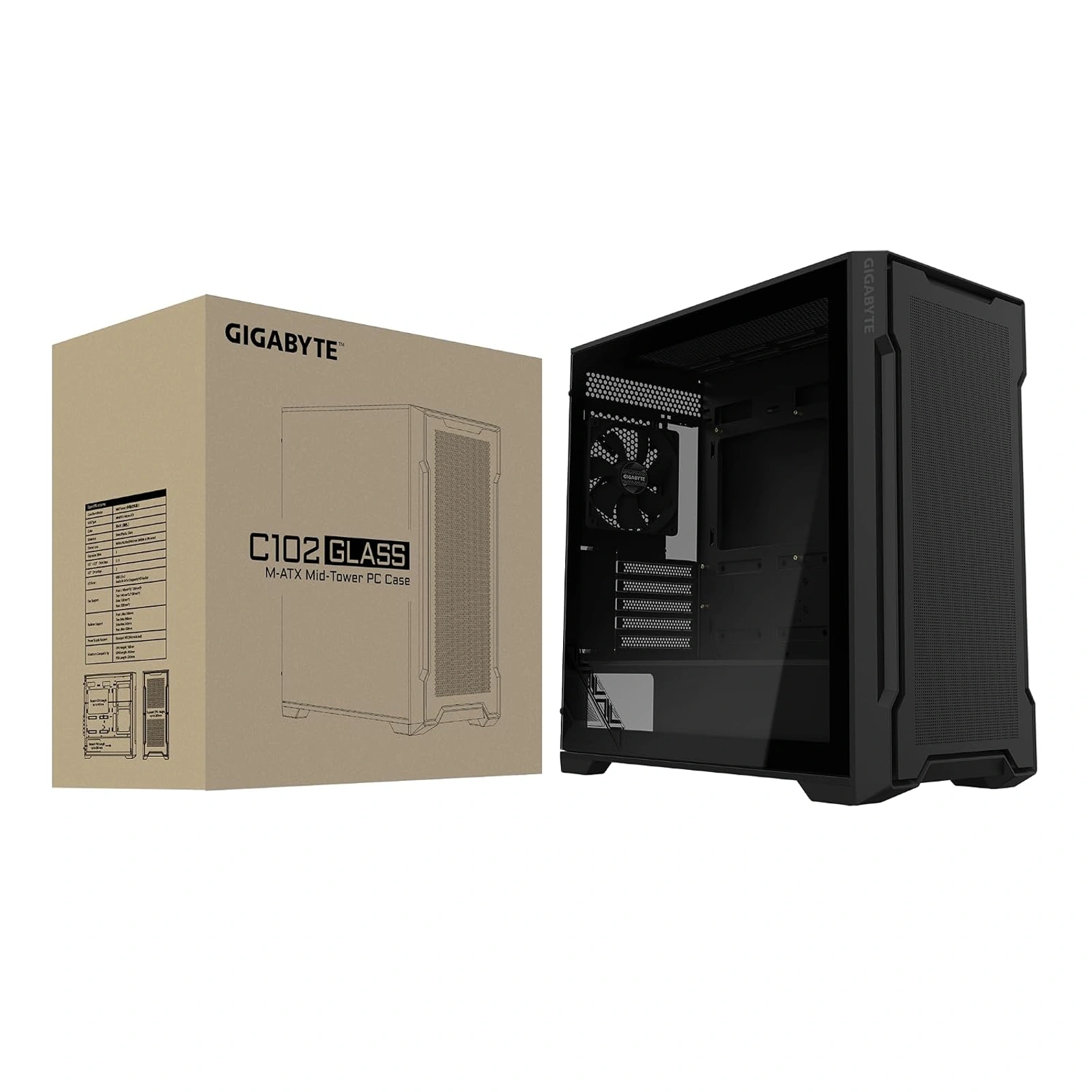 Gabinete Gigabyte C102 Glass Micro ATX 2 Fans