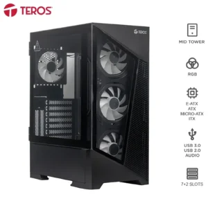 Gabinete Teros TE-1330G Mid Tower ARGB 4 Fans