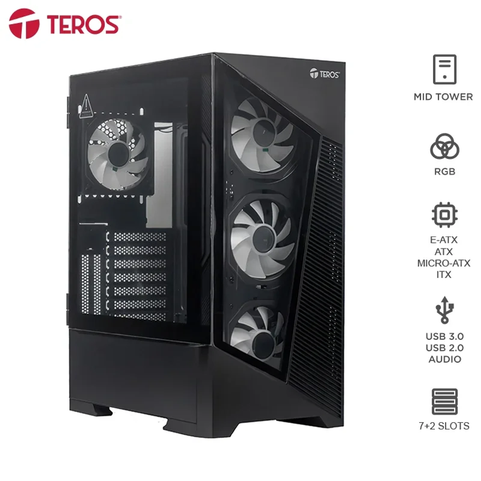 Gabinete Teros TE-1330G Mid Tower ARGB 4 Fans