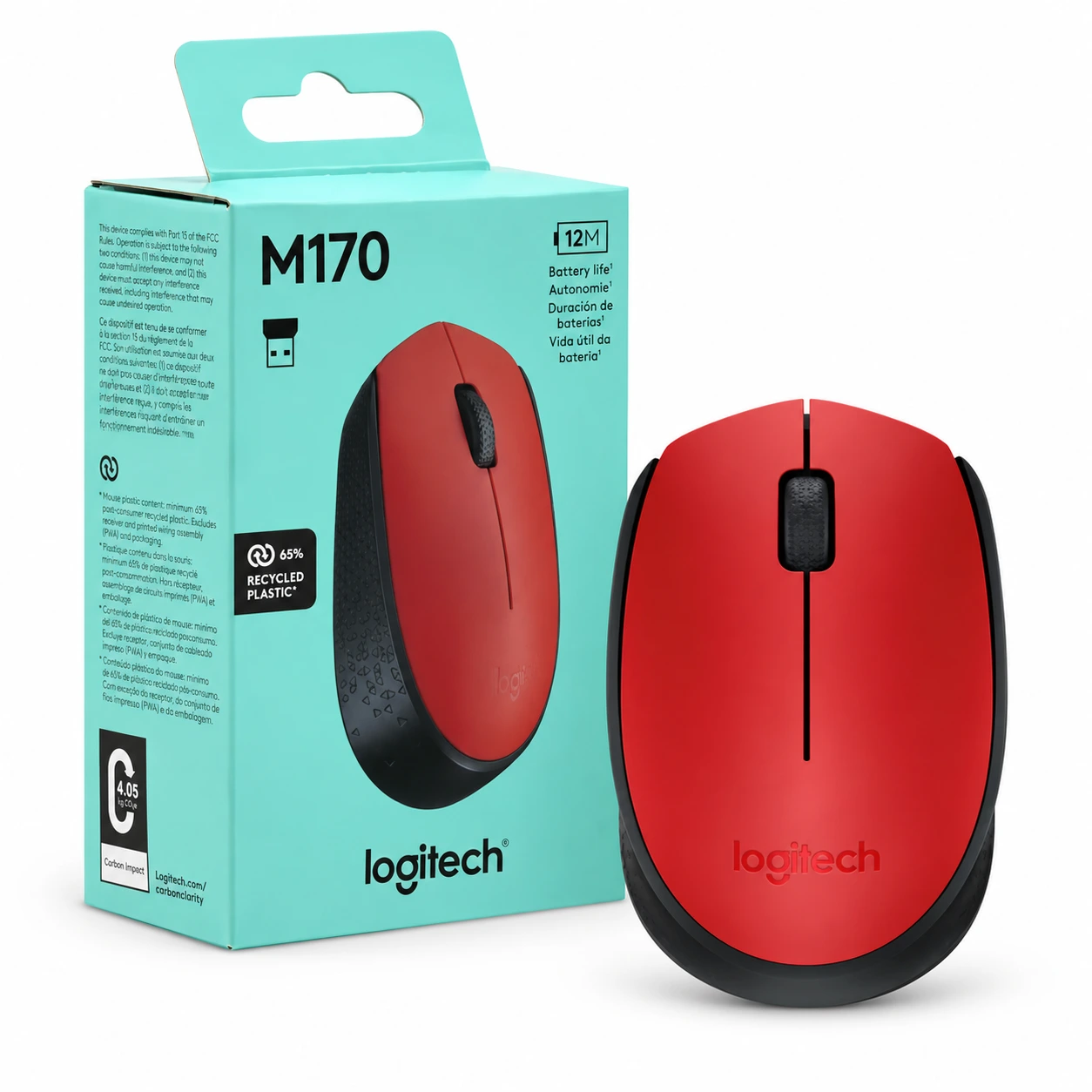LOGITECH 910-004639/4941 MOUSE M170 RED INALAMBRICO con su caja