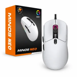 Mouse Cougar Minos Neo White con su caja