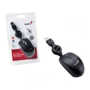 Mouse mini Genius retráctil USB negro con su empaque