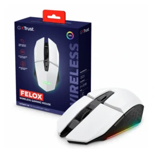 Mouse inalámbrico Trust GXT 110 Felox RGB blanco con su empaque
