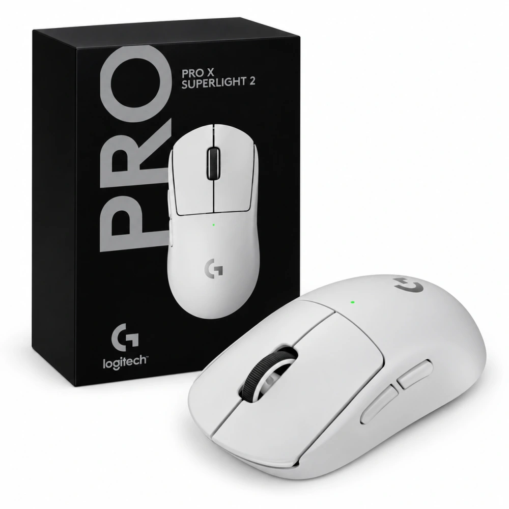 Mouse inalámbrico Logitech G Pro X Superlight 2 Lightspeed blanco con su empaque