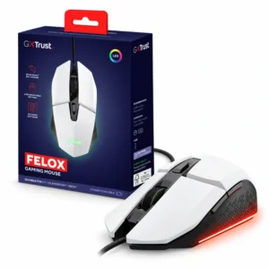 Mouse Trust GXT 109 Felox RGB blanco con su empaque