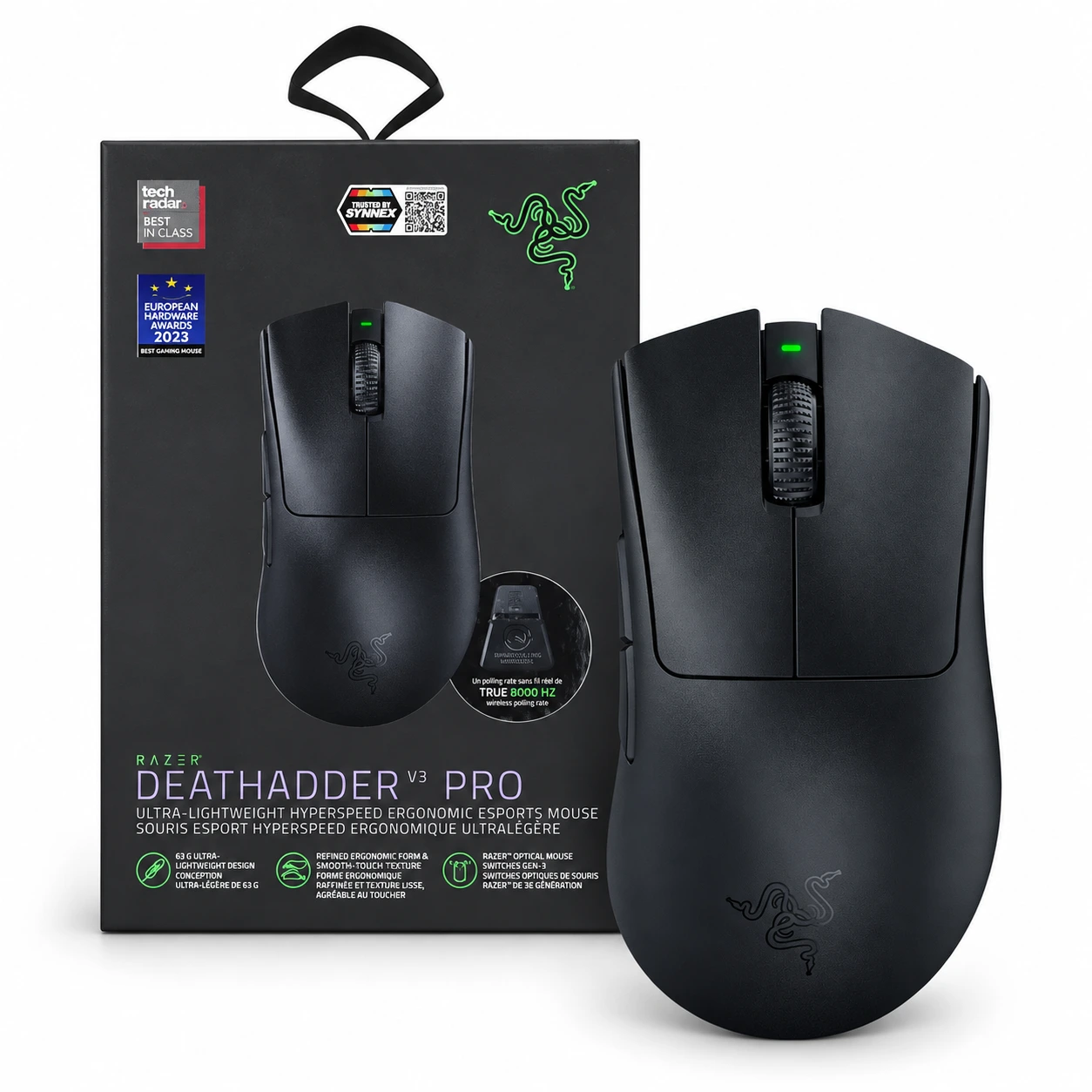 Razer DeathAdder V3 Pro 8000Hz con su caja