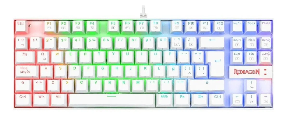 Teclado Mecanico Redragon K552 Kumara RGB Red Switch blanco - imagen 2