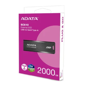 Disco externo SSD ADATA SC610 2Tb USB 3.2 negro/rojo