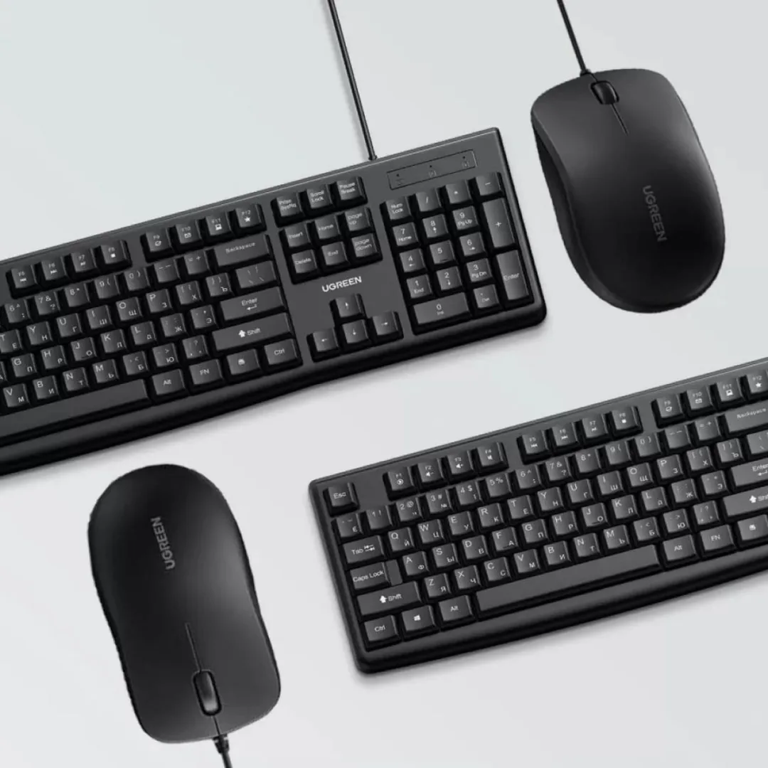 Combo UGREEN Teclado y Mouse Membrana Ingles negro/verde