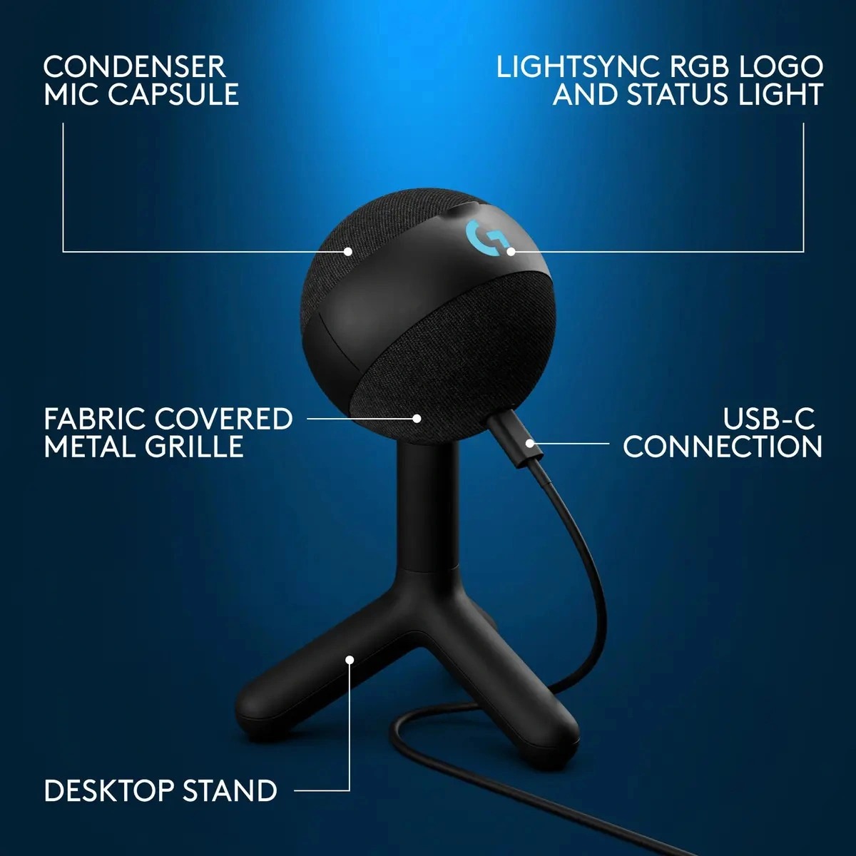 Micrófono Logitech G Yeti Orb USB RGB - imagen 5