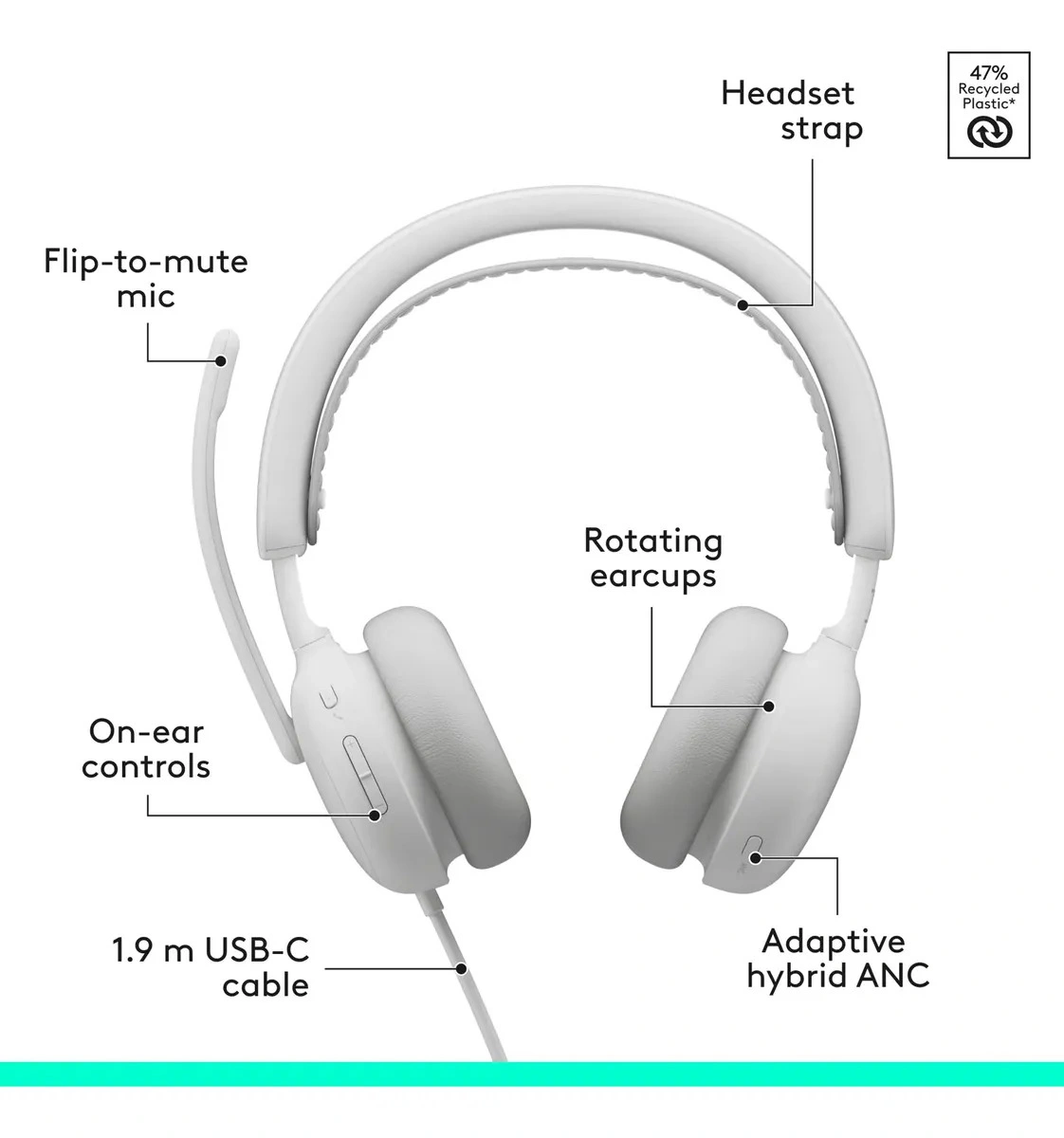 Auricular Logitech Zone Wired 2 USB-C - imagen 2