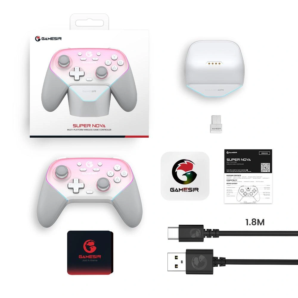 Control GameSir Super Nova Hall Effect inalámbrico con base rosado - imagen 4