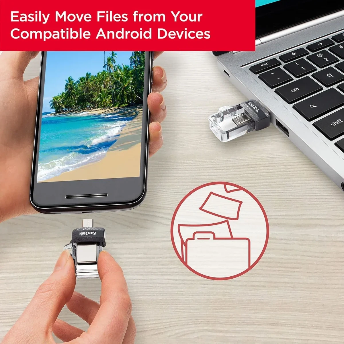 Pendrive SanDisk Ultra Dual Drive m3.0 32Gb micro USB y USB-A 3.0 - imagen 4