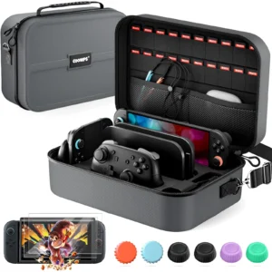 Estuche COOWPS de gran capacidad para Nintendo Switch 2 gris