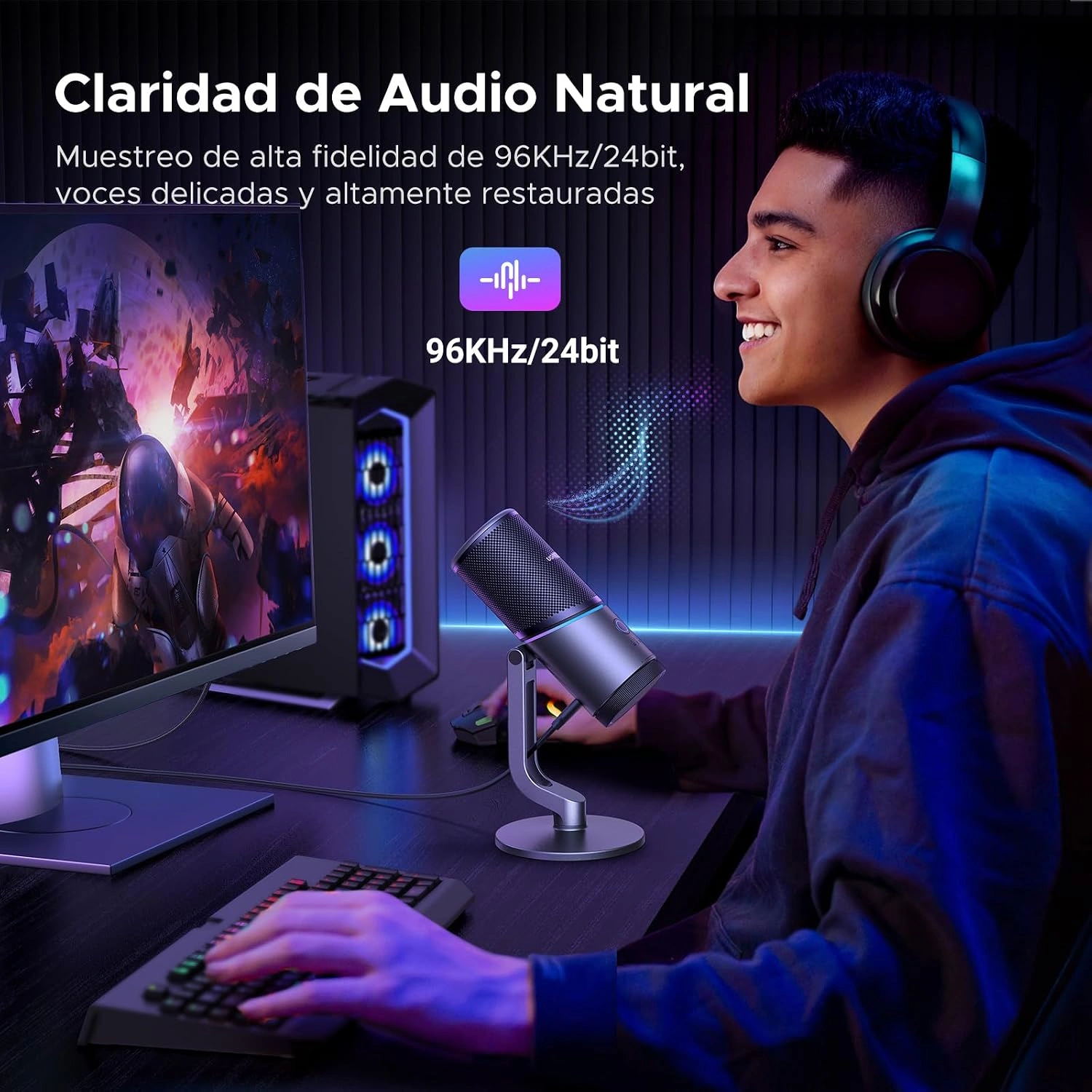 Micrófono UGREEN CM769 USB RGB 24bit/96kHz - imagen 3