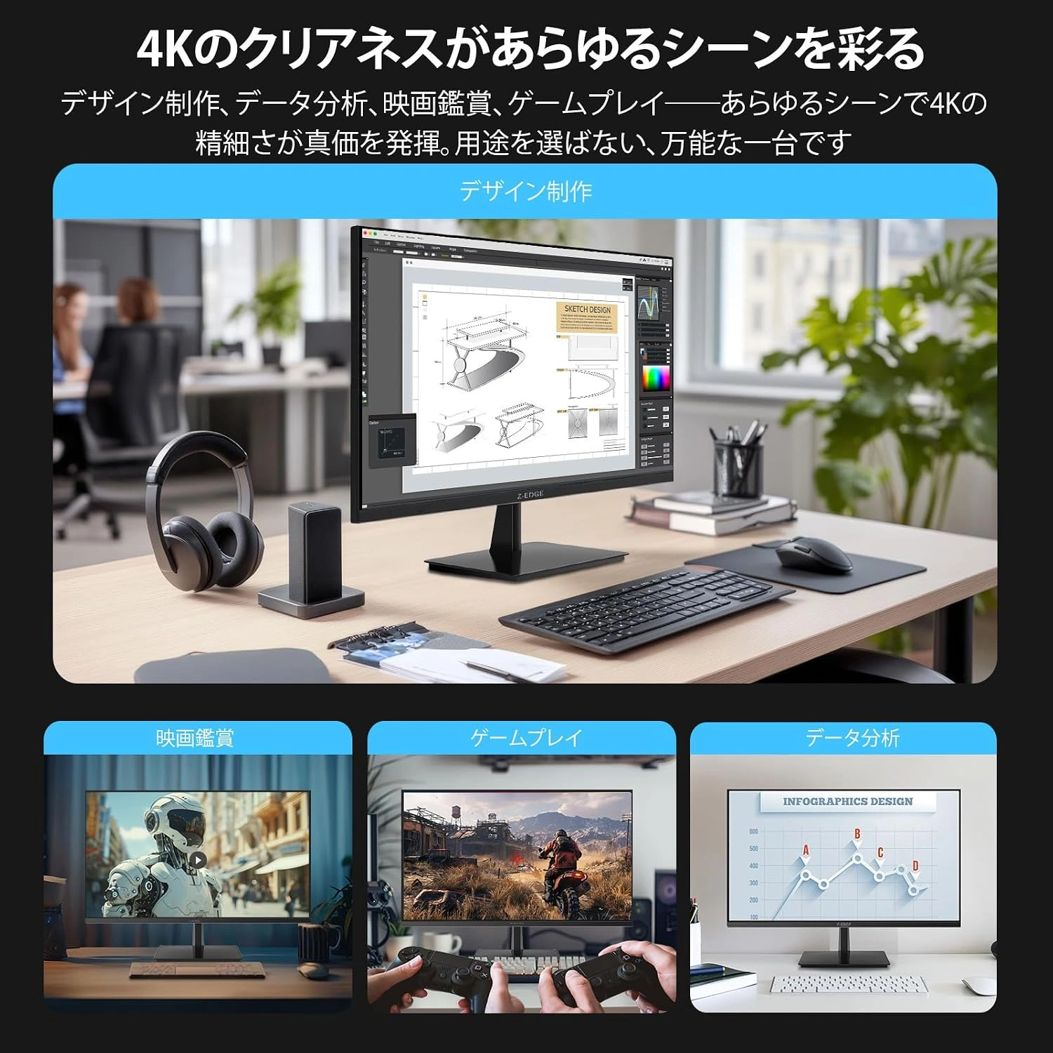 Monitor Z-Edge S274K 27" 4K 120Hz IPS 1ms - imagen 5