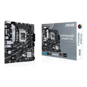 Motherboard ASUS Prime B760M-K D4 DDR4 LGA1700 junto a su caja