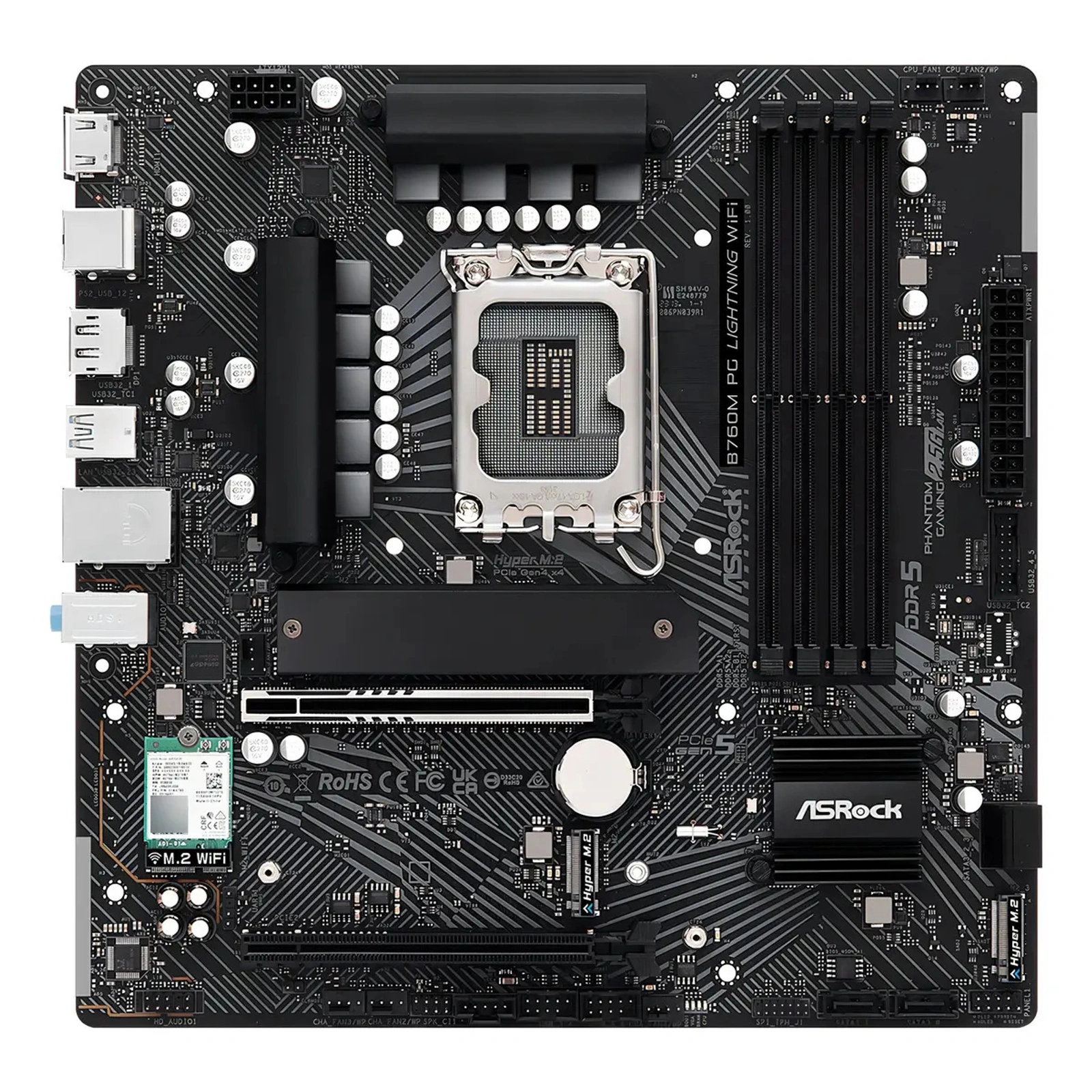 Motherboard ASRock B760M PG Lightning WiFi DDR5 LGA1700, vista frontal