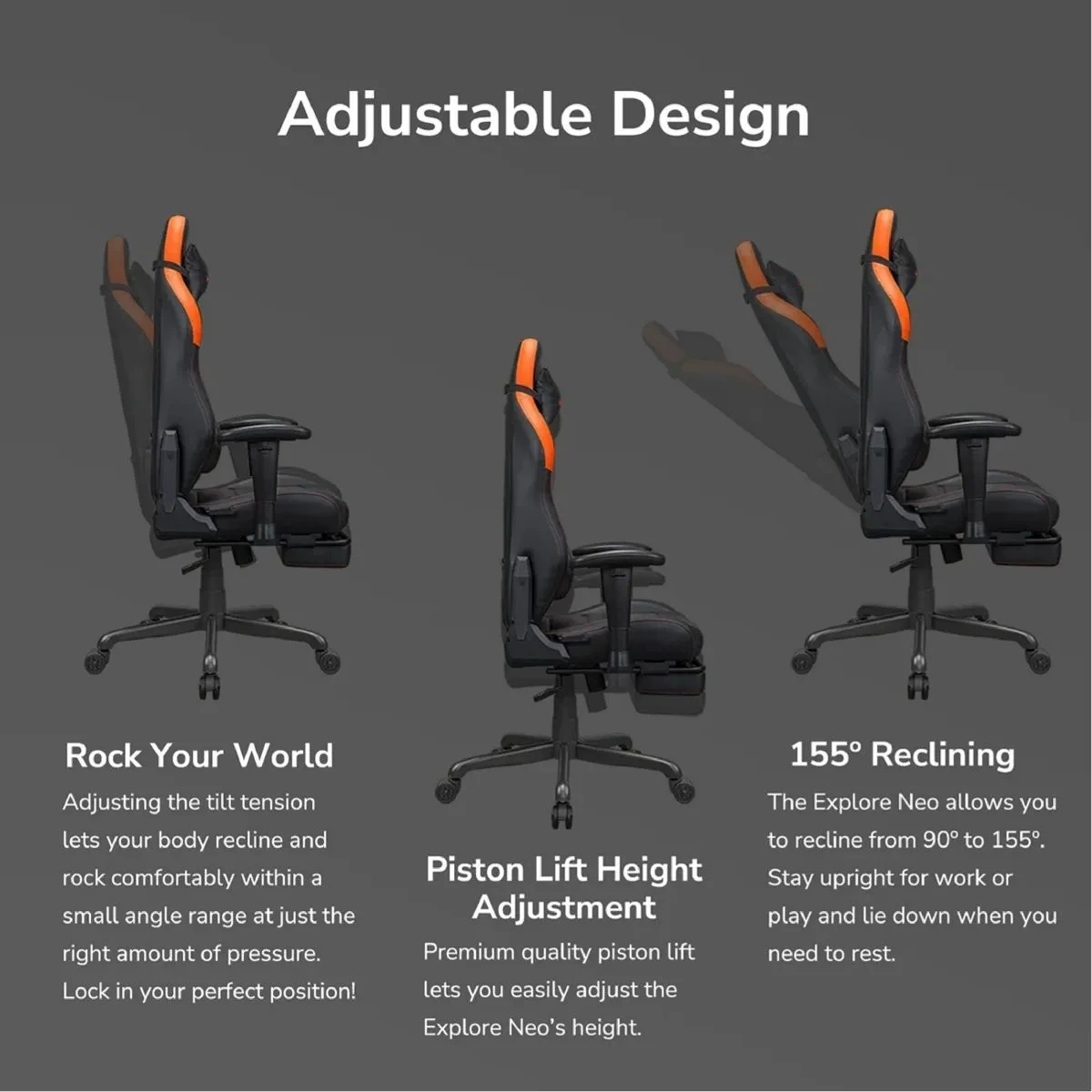 Silla gamer Cougar Explore Neo naranja - imagen 4