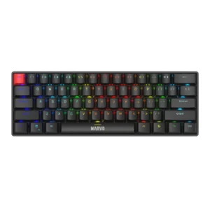 Teclado mecánico Marvo KG933G 60% RGB switch rojo inglés