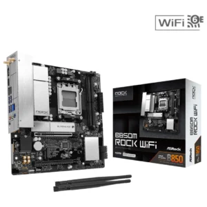 Motherboard ASRock B850M Rock WiFi DDR5 AM5 - placa, caja y antenas