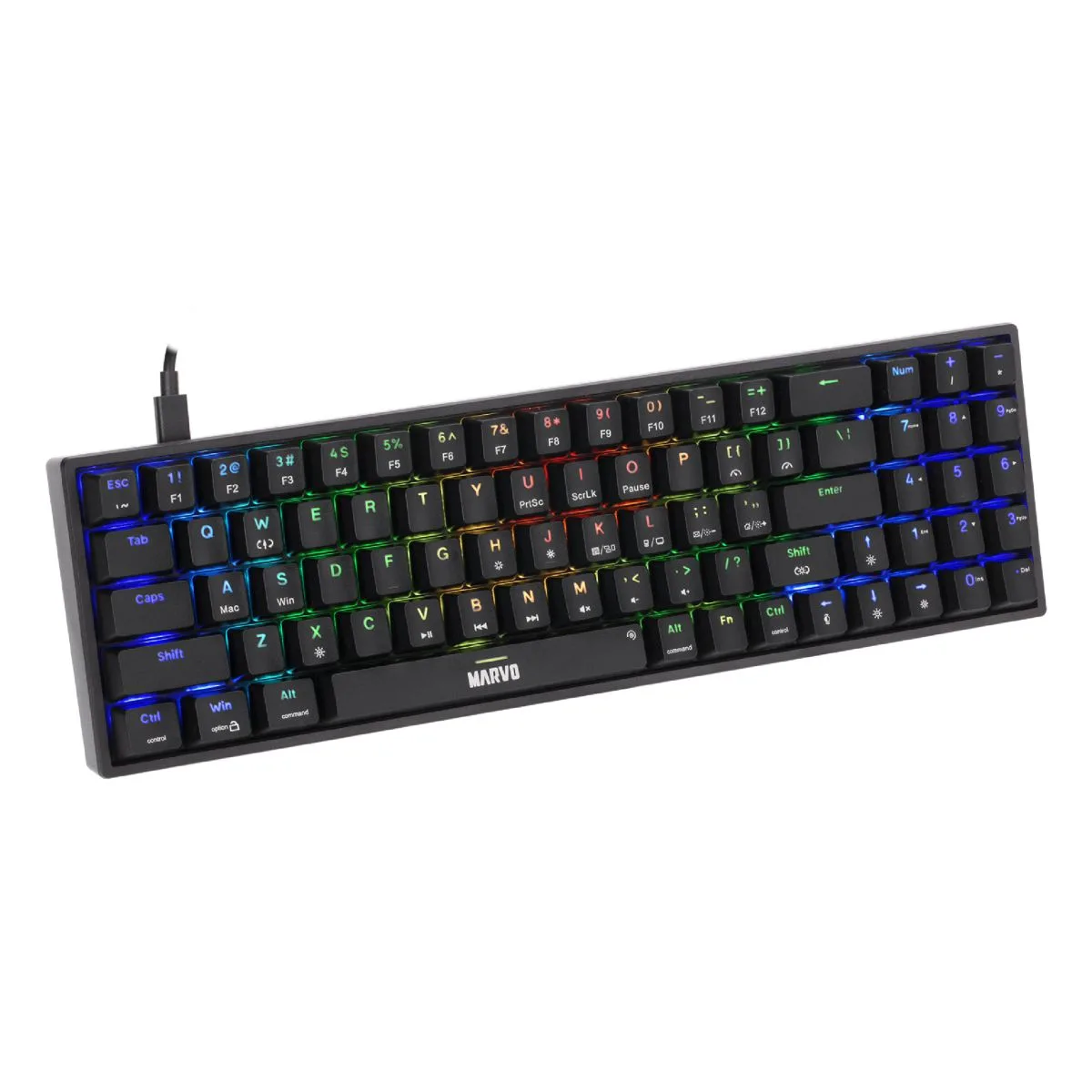 Teclado mecánico Marvo KG956 75% RGB switch amarillo inglés - imagen 3