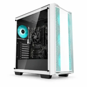 PC Gamer Ryzen 5 5600GT en gabinete Deepcool CC560 V2 blanco con cooler AMD de stock y ventilador trasero iluminado
